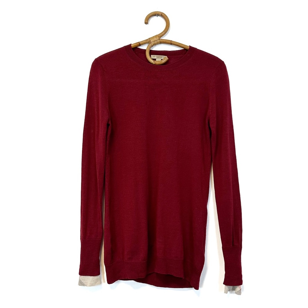 Burberry Brit | Extra Fine Merino Wool Sweater with Nova Check Cuffs Size S